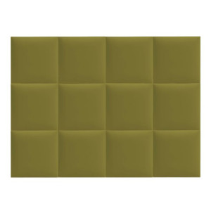 Zestaw 12x Panele Tapicerowane 30x30 cm Wezgłowie Gładkie Kwadrat Oliwkowy