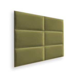 Zestaw 6x Panele Tapicerowane 60x30 cm Wezgłowie Gładkie Oliwkowy