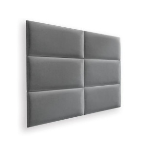 Zestaw 6x Panele Tapicerowane 60x30 cm Wezgłowie Gładkie Szary