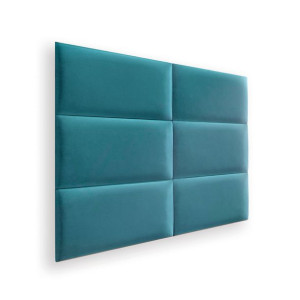 Zestaw 6x Panele Tapicerowane 60x30 cm Wezgłowie Gładkie Turkusowy