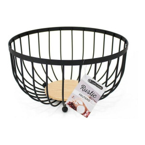 Miska na Owoce Confortime Rustic Czarny Metal (25 x 25 x 13 cm)