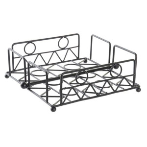 uchwyt do serwetek DKD Home Decor Geometryczny Czarny Metal 18 x 18 x 7 cm