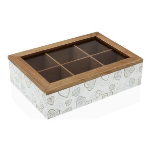 Pudełko na herbatę Versa Cozy Serca Drewno (17 x 7 x 24 cm)