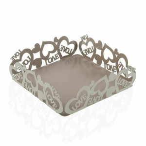 uchwyt do serwetek Versa Cozy Szary Serca Metal (16,5 x 5,5 x 16,5 cm)