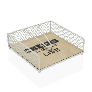 uchwyt do serwetek Versa Biały Metal Drewno MDF (18 x 6 x 18 cm)