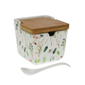 Pojemnik na Cukier Versa Sansa Kvety Ceramika (8,8 x 8,5 x 8,8 cm)