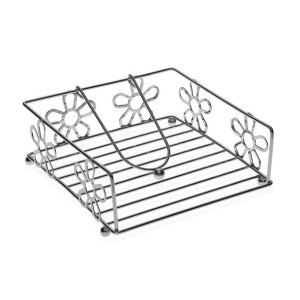 uchwyt do serwetek Versa Marguerite Stal (18,5 x 7 x 18,5 cm)