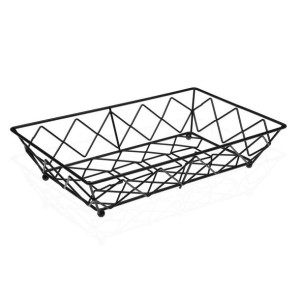 Miska na Owoce Versa Prostokątny Czarny Metal Stal (20 x 7 x 32 cm)