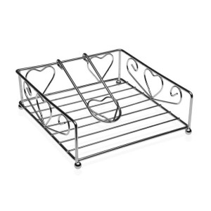 uchwyt do serwetek Versa Serca Metal Stal (18,5 x 6 x 18,5 cm)