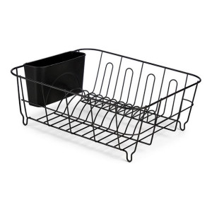 Ociekacz do Naczyń Plastikowy Stal Czarny matowy (33,5 x 13,8 x 37,5 cm)