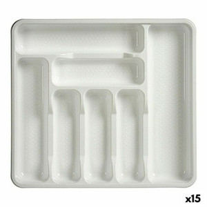 Organizer na Sztućce Biały Plastikowy (39 x 4,5 x 42,5 cm) (15 Sztuk)