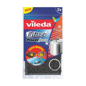 Zmywak Kuchenny Vileda Glitzi Inox Power Szary Stal nierdzewna