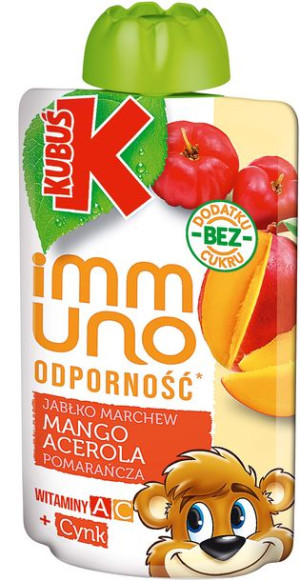 Kubuś Immuno Odporność Mus jabłko mango marchew 100 g x 10 sztuk