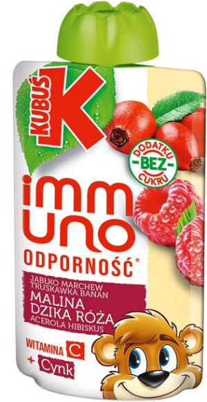Kubuś Immuno Odporność Mus Malina Dzika Róża 100g x 10 sztuk