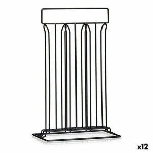 Stojak na 36 kapsułek kawy Czarny Stal (10 x 38 x 25 cm) (12 Sztuk)