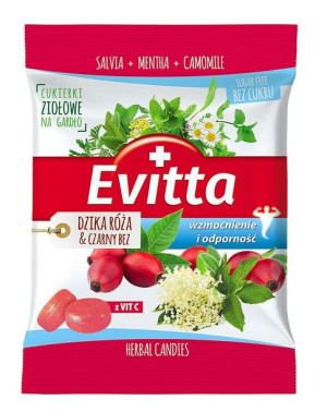 Evitta Cukierki bez cukru dzika róża - czarny bez 60 g