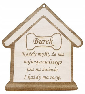 Tabliczka na budę dla pieska IDENTYFIKATOR wybrane imię