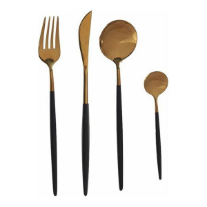 Zestaw sztućców Czarny Złoty Stal nierdzewna (8 pcs)