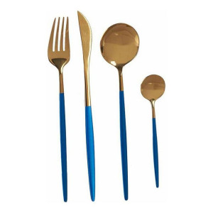 Zestaw sztućców Niebieski Złoty Stal nierdzewna (8 pcs)