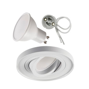 Zestaw LED Oczko halogenowe spot + żarówka 9W NW + gniazdo oprawka biały