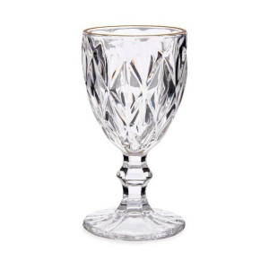 Kieliszek do wina Diament Złoty Przezroczysty Szkło (245 ml)