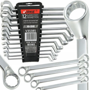 Klucze Oczkowe Odgięte 6-32mm 12 Szt Klip Verke