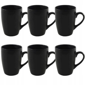 Kubki ceramiczne czarne matowe BLACK 340 ml 6 szt