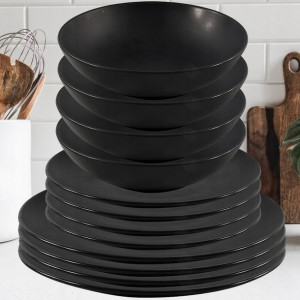 Komplet talerze obiadowych czarne 6/18 BLACK Mat