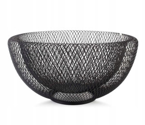 Koszyk na owoce czarny metalowy podwójny 24,5 cm