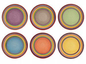 Talerze obiadowe duże 27 cm KOLOROWE ceramiczne x6