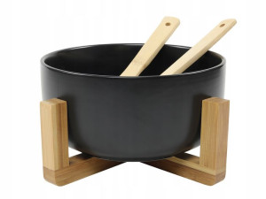Miska BLACK do sałat ceramiczna 21 cm z przyborami