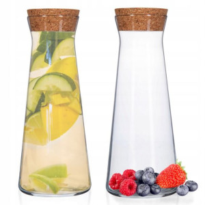 2 x Karafka na wodę szklanka z naturalnym korkiem