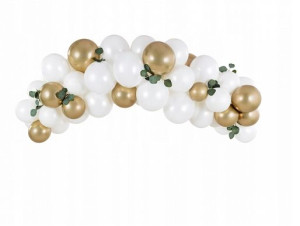 Girlanda balonowa - biało-złota, 2 m z akcesoriami