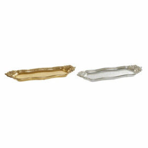 Taca DKD Home Decor 31 x 10 x 3,4 cm Srebrzysty Złoty Żywica (2 Sztuk)