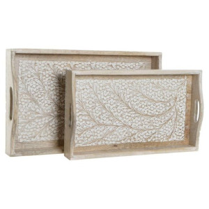 zestaw tacek DKD Home Decor Gałąź Drewno mango (2 Sztuk)