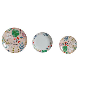 Zestaw Obiadowy DKD Home Decor Wielokolorowy Kvety Porcelana (18 pcs)