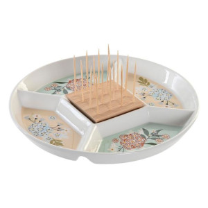 Tacka do przekąsek DKD Home Decor 23,5 x 23,5 x 3 cm Kolor Zielony Kamionka