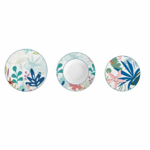 Zestaw Obiadowy DKD Home Decor Porcelana Niebieski Kolor Zielony 18 Części