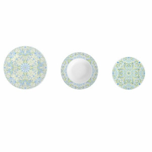 Zestaw Obiadowy DKD Home Decor Porcelana Niebieski Kolor Zielony 18 Części