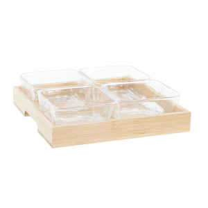 Tacka do przekąsek DKD Home Decor 21 x 21 x 6 cm Szkło Naturalny 280 ml