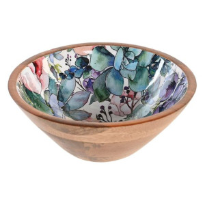 Miska DKD Home Decor Naturalny Różowy Biały Drewno mango 18 x 18 x 7 cm