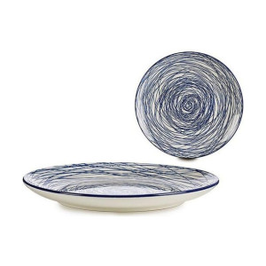 Plochá doska Paski Porcelana Niebieski Biały (24 x 2,8 x 24 cm)