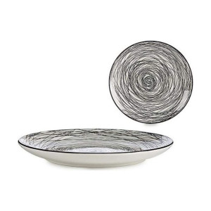 Plochá doska Paski Porcelana Czarny Biały (24 x 2,8 x 24 cm)