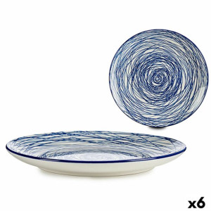 Plochá doska Paski Porcelana Niebieski Biały 6 Sztuk (24 x 2,8 x 24 cm)