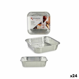 zestaw tacek Srebrzysty Aluminium 24 Sztuk (20,5 x 20,5 x 4,9 cm)