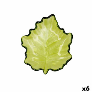 Tacka do przekąsek Quid Kartka Kolor Zielony Szkło (14 x 14,5 cm) (Pack 6x)