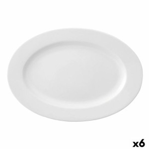 Plochá doska Ariane Prime Owalne Ceramika Biały (32 x 25 cm) (6 Sztuk)