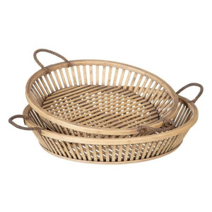 Tacka do przekąsek 50 x 50 x 9,5 cm Naturalny Rattan (2 Sztuk)