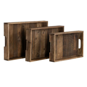 Tacka do przekąsek 48 x 32 x 6 cm Naturalny Drewno świerkowe 3 Części