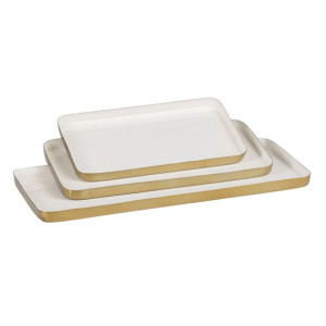 Tacka do przekąsek 47 x 20,5 x 2 cm Złoty Biały Żelazo 3 Części